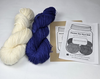 Kit de teinture pour le fil minuit, teindre votre propre laine, fil teint à la main, teinture en pot de cornichon, kit de teinture pour fibres protéinées, teinture maison