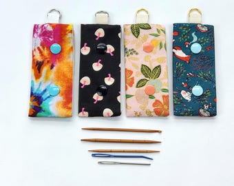 Ensemble d'outils à tricoter en bambou avec pochette : support pour torsades, dispositif de fixation, aiguilles à laine
