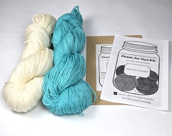 Kit de teinture de fil aquatique, teindre votre propre laine, fil teint à la main, teinture en pot de cornichon, kit de teinture de fibres protéinées, teinture maison