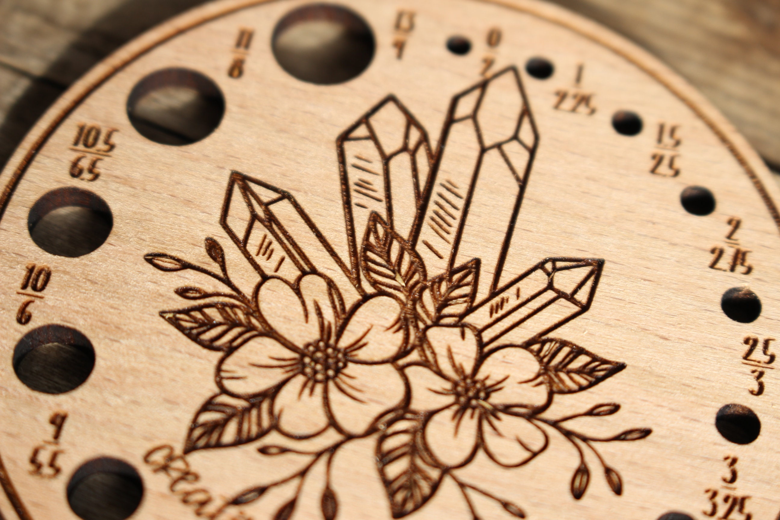 Knitting Needle Gauge Crystals Laser Engraved Beech Wood Etsy