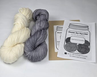 Kit de teinture pour fil argenté, teindre votre propre laine, fil teint à la main, teinture en pot de cornichon, kit de teinture pour fibres protéinées, teinture maison