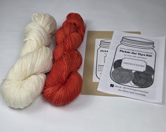 Kit de teinture de fil de Cayenne, teindre votre propre laine, fil teint à la main, teinture en pot de cornichon, kit de teinture de fibres protéinées, teinture maison