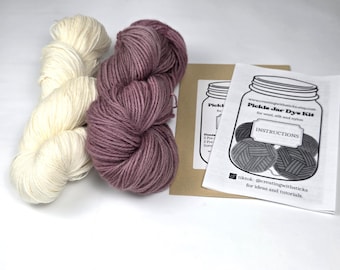 Kit de teinture de fil mauve antique, teindre votre propre laine, fil teint à la main, teinture en pot de cornichon, kit de teinture de fibres protéinées, teinture maison