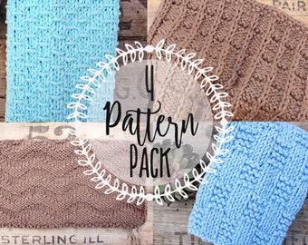 4 Dishcloth Knitting Patterns: Easy Knit Designs (PDF Download)