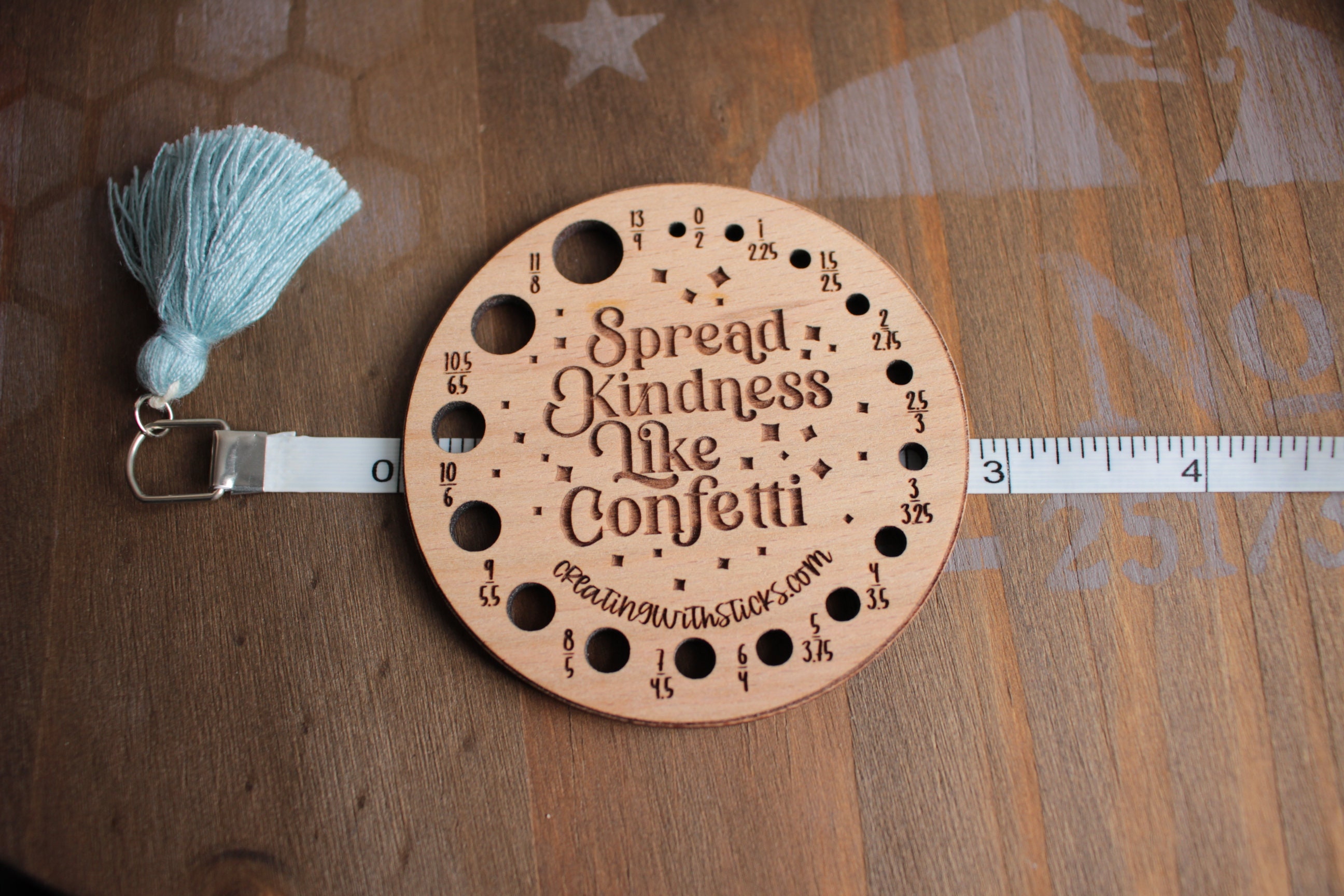 Knitting Needle Gauge Kindness Laser Engraved Beech Wood Etsy