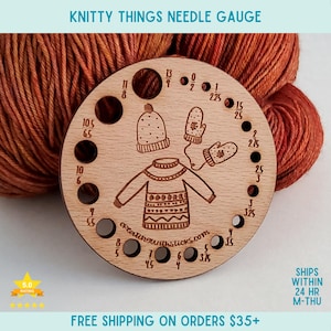 Knitting Needle Gauge/ Laser Engraved Wooden Needle Gauge