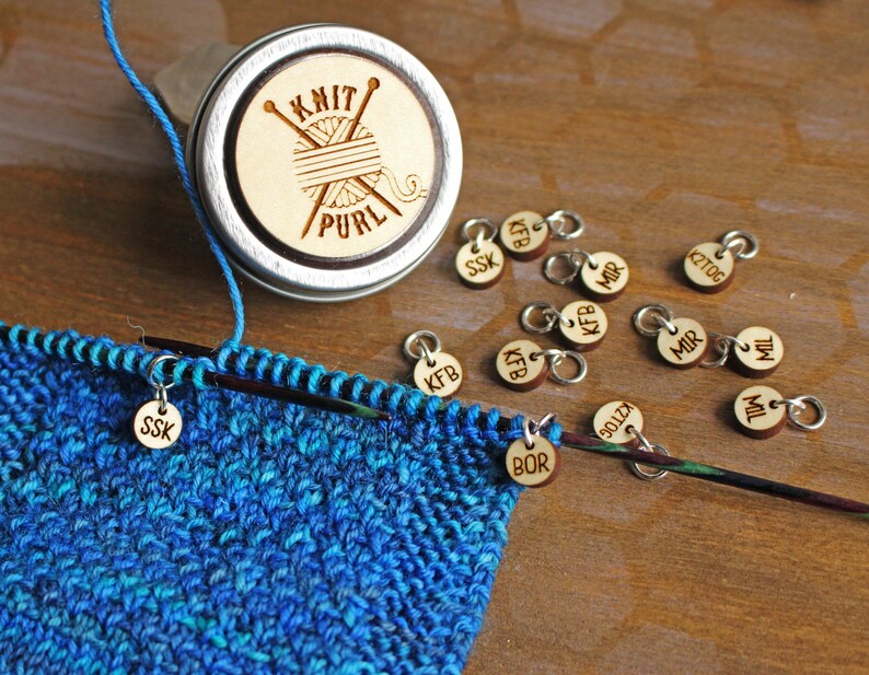 Sock Knitting Stitch Markers with Abbreviations Laser Etsy