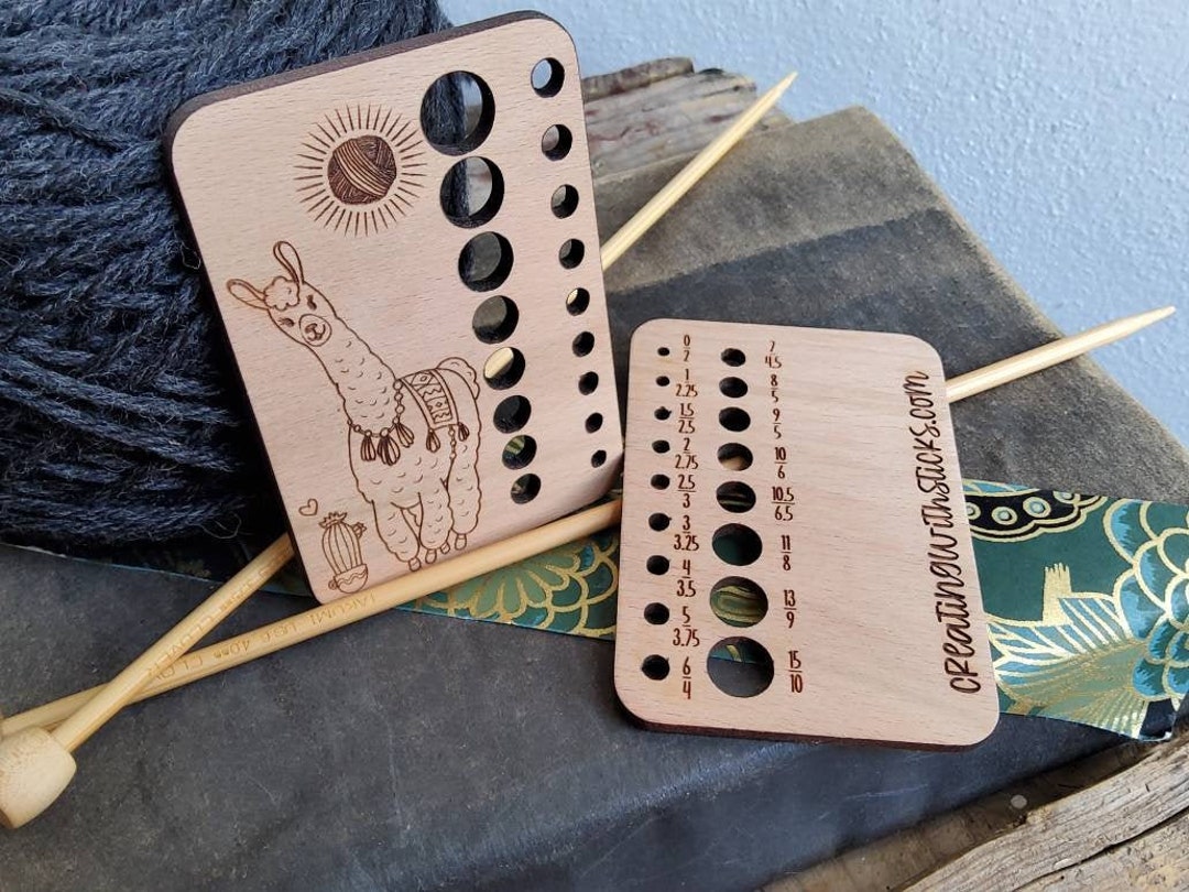 Alpaca Laser Engraved Beech Wood Knitting Needle Gauge Gift Etsy UK