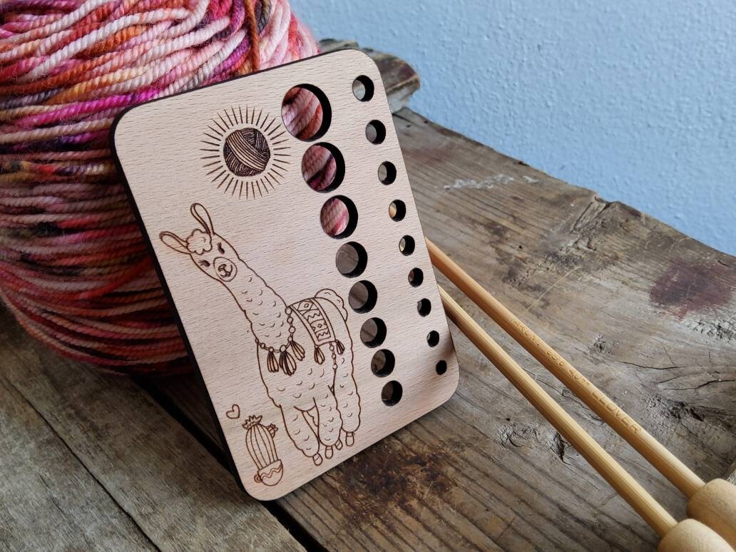 Alpaca Laser Engraved Beech Wood Knitting Needle Gauge Gift Etsy UK