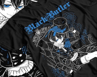 黒執事Tシャツ：セバスチャン アニメ、ヴィンテージゴシックTシャツ