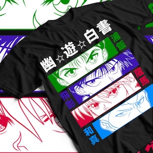 Anime Manga Black Shirt, Hiei Yu Yu Hakusho T-shirt, Kuwabara Kurama Yusuke Unisex Tee, Heavy Cotton Top, Japanese Anime Gift