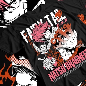 Fairy Tail Natsu Dragneel Shirt, Gray Fullbuster, Gajeel Redfox ,Fairy Tail Guild,Happy, Iron Dragon Slayer, Dragon Slayers, Anime T-Shirt