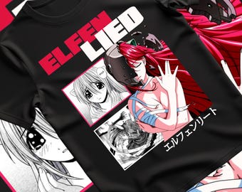 ユニセックスエルフェンリートルーシーアニメTシャツ、にゅう、楓
