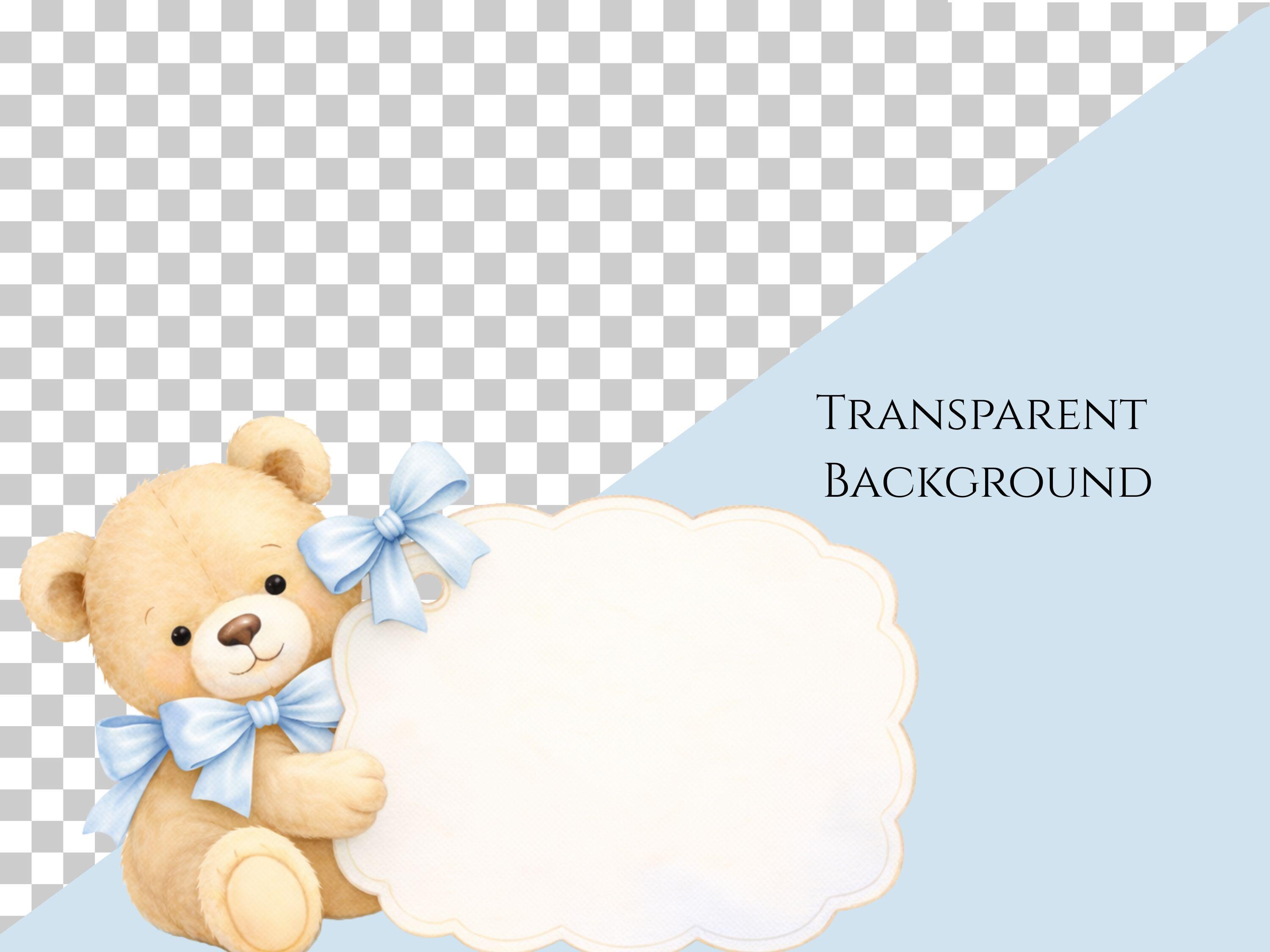 Blue Teddy Bear Baby Shower Clipart – Watercolor PNG Set - Instant ...
