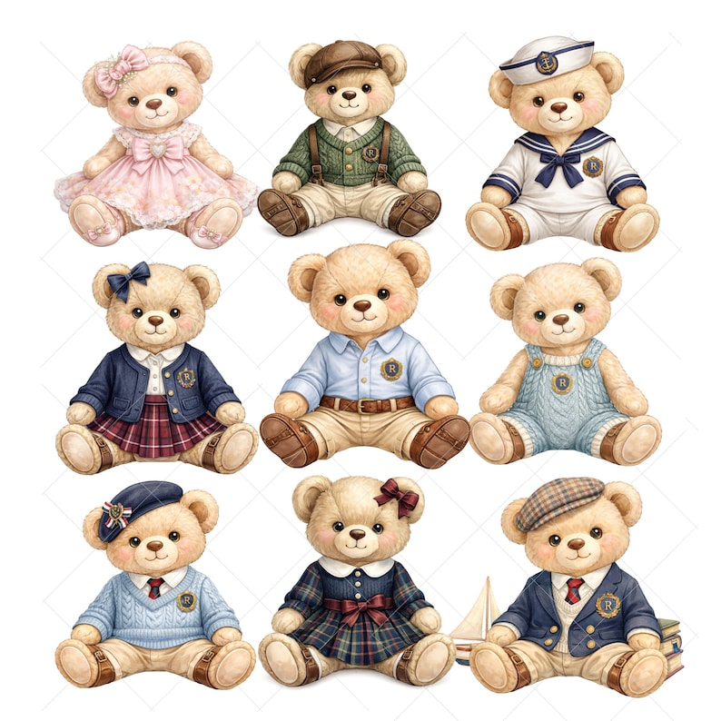 luxury baby shower set, baby shower bundle png, neutral baby boy decor, nursery clipart vintage, elegant baby png Classic baby shower clipart bundle featuring elegant vintage style elements in soft blue, beige, and gold tones. Includes teddy bears in preppy outfits, rocking horse, vintage car, balloons, nursery furniture, baby bottle, and decorative banner. Perfect for baby boy shower invitations, nursery decor, scrapbooking, and digital designs. High resolution PNG files with transparent