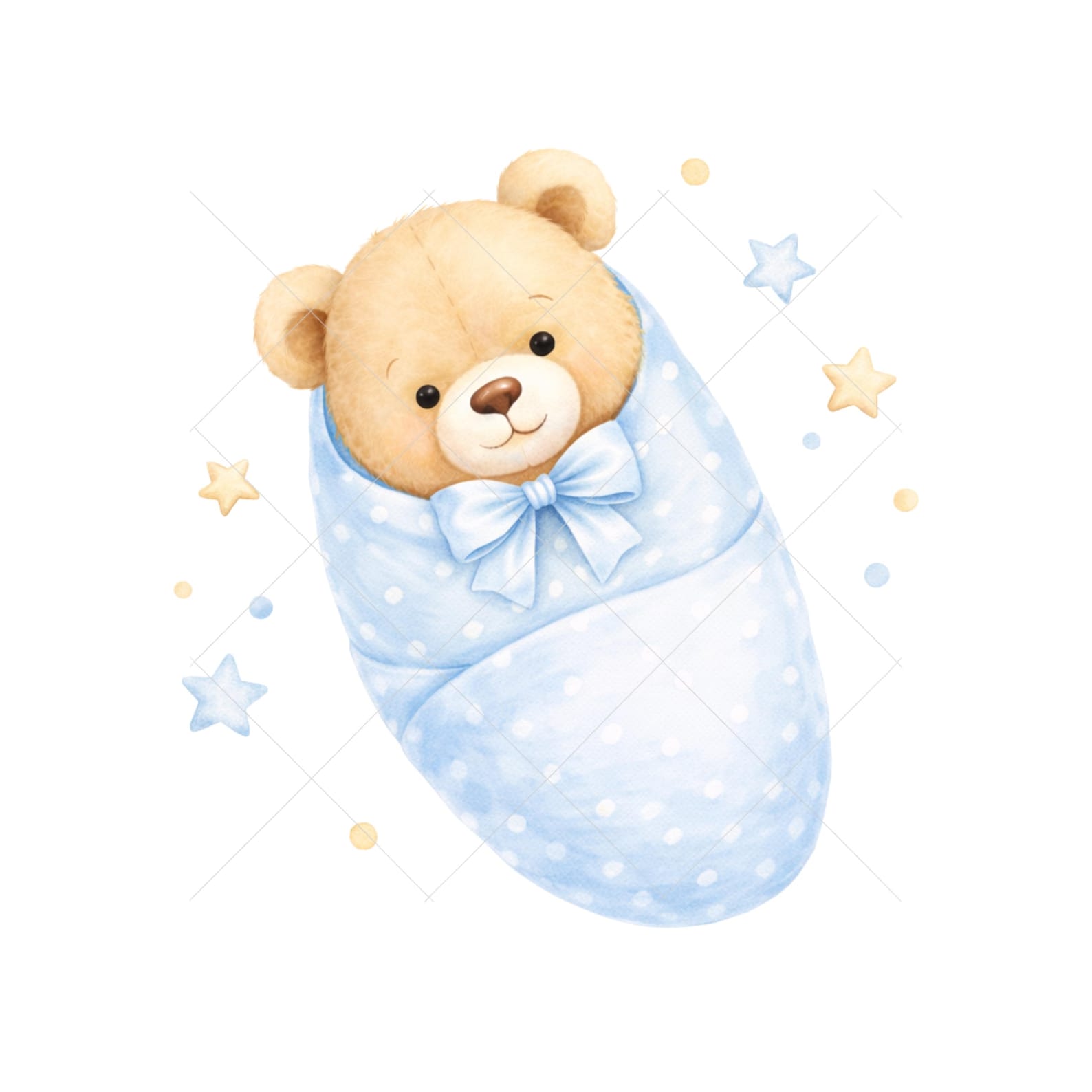 Blue Teddy Bear Baby Shower Clipart – Watercolor PNG Set - Instant ...