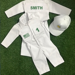 Customized Kids Caddie Uniform – Toddler Golf Coverall Suit – Personalized Golf Caddy Outfit for Children – Baby Birthday Golf Party Costume