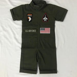 Personalized US Air Force Pilot Suit for Toddler - Custom Baby Aviator Outfit with Name - Kids Flight Costume for Birthday & Halloween