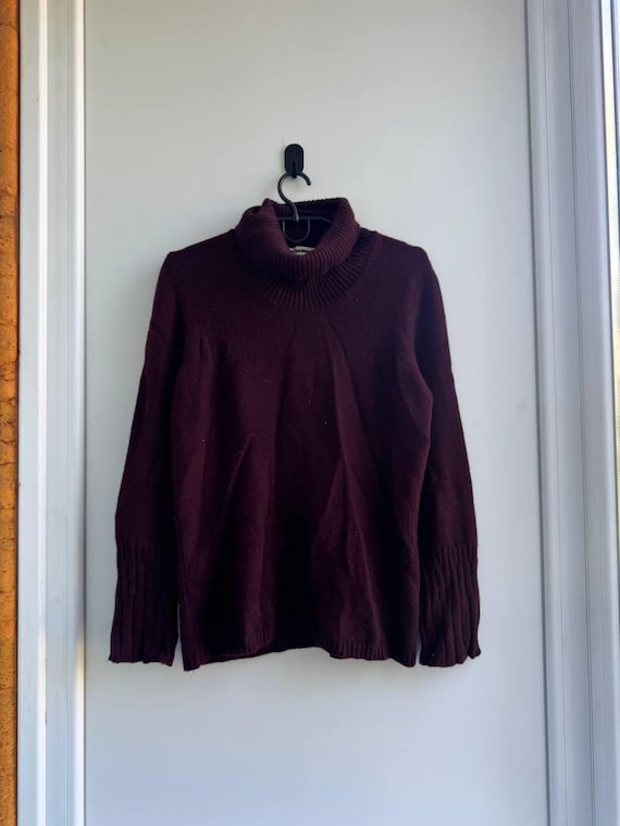 Jil Sander, Vintage Jil Sander Burgundy Cashmere Turtlneck Sweater 40