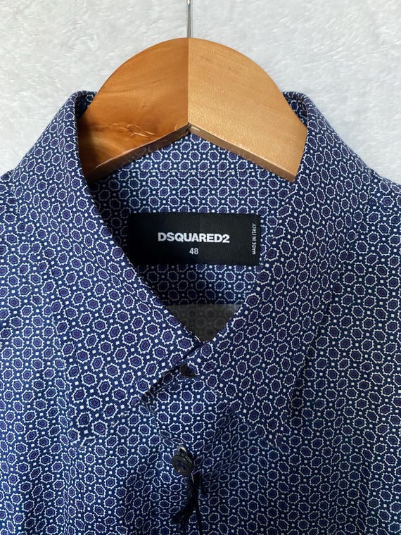 Dsquared2 Button Up Shirt Geometric Pattern Blue … - image 6
