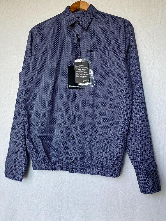 Dsquared2 Button Up Shirt Geometric Pattern Blue … - image 3