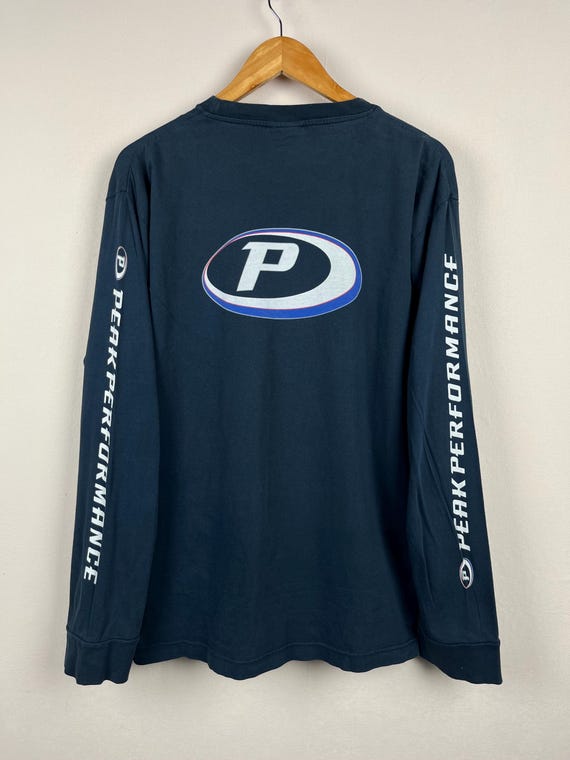 Peak Performance, Vintage Peak Performance Long Sleeve Shirt Mens XL Navy Graphic Logo Outdoor Hiking Casual Sportswear