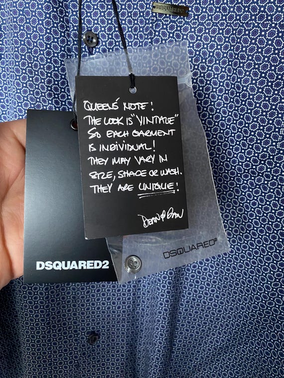 Dsquared2 Button Up Shirt Geometric Pattern Blue … - image 8