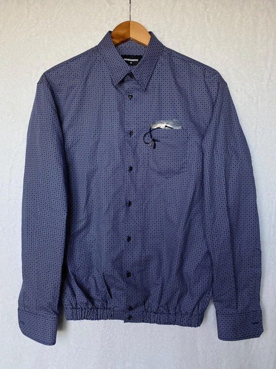 Dsquared2 Button Up Shirt Geometric Pattern Blue … - image 2