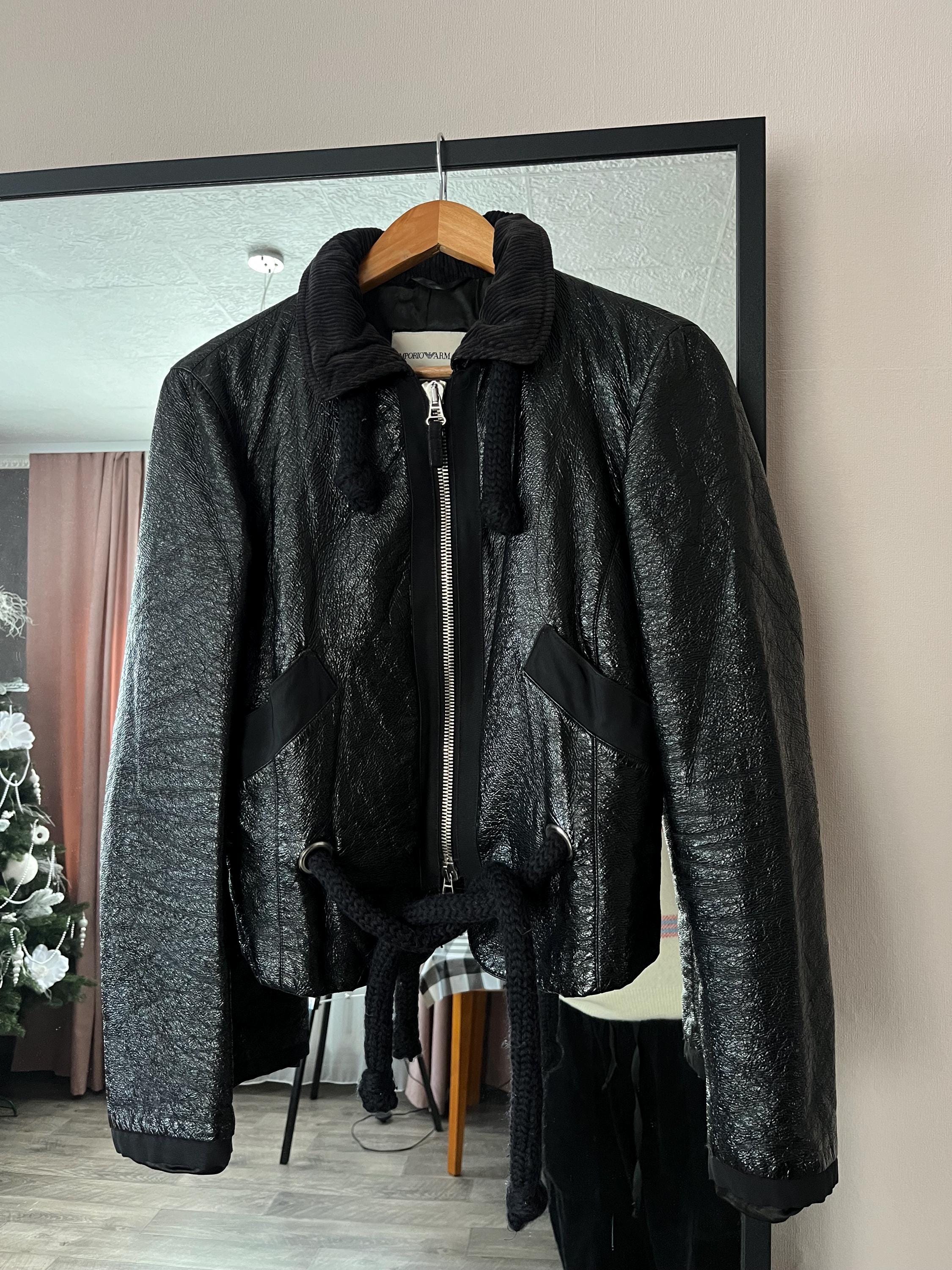 Emporio Armani Cropped Jacket Women IT 44 Black Textured Designer
