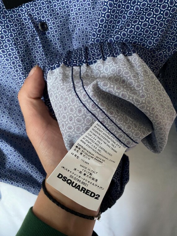 Dsquared2 Button Up Shirt Geometric Pattern Blue … - image 7