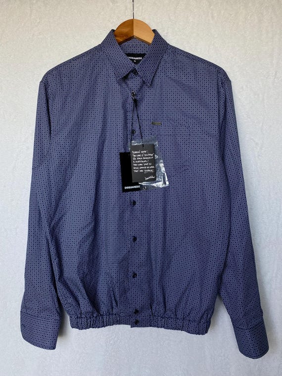 Dsquared2 Button Up Shirt Geometric Pattern Blue … - image 1