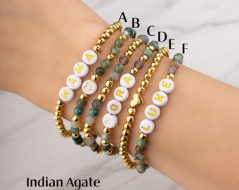 Personalized Word Bracelet, Stacking Mama Bracelet, Custom Name Beaded Bracelet, Stretch Bracelet, Kids Name, Personalized Gift Idea, Bride