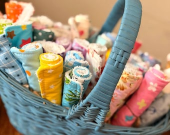 Handmade Cotton Washcloth Set | Assorted Reusable Cleaning Rags (Set of 3 or 5)