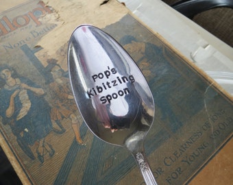 Vintage Silverplate, Hand Stamped Spoon, Dad Gift, Poppi, Pops, Celebration Spoon, Ready to Ship