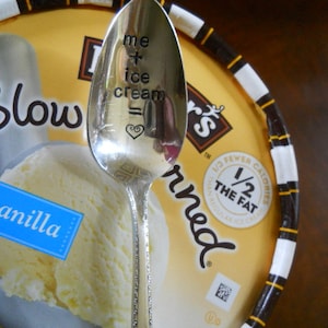 Ice Cream Spoon, Handstamped Ice Cream Spoon, Vintage Silverplate Spoon, Custom Spoon, Personalized Spoon