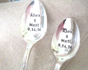 Custom Spoons, Personalized Spoons, Weddings Spoons, Handstamped Spoons, Vintage Silverplated Utensil, Unique Gift Idea, Gift Under 30