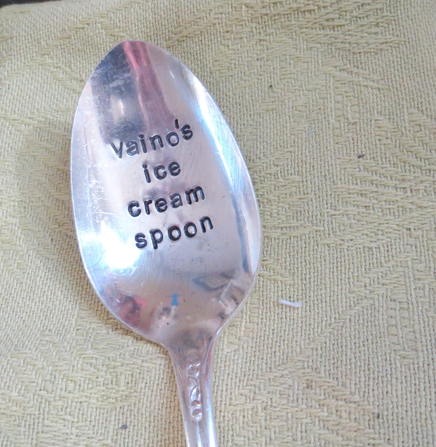 Ice Cream Spoon. Custom Spoon Handstamped Silverware Vintage Etsy