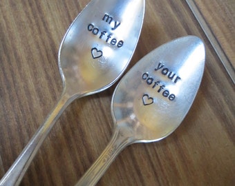 Spoon, Celebration Spoon, Coffee, My Coffee, Your Coffee, Spoons, Hand Stamped Spoon, Table Decor, Weddings, Favor, Ready to Ship