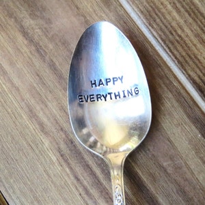 Custom Spoon, Handstamped Spoon, Personalized Spoon, Ice Cream Spoon, Nutella, Happy Everything, Unique gift, Foodie, Silver plate Spoon