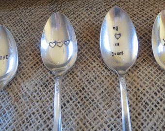 Love Spoons, Hand Stamped Vintage Spoon, All Celebration, Unique Gift, Table Decor Weddings, Favor, Ready to Ship