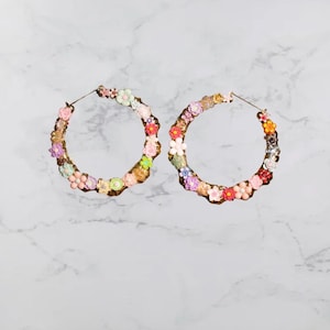 Wildflower Hoop Earrings – Handmade Floral Charm Hoops – Statement Jewelry Gift
