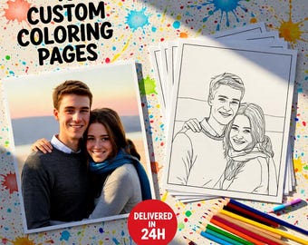 Custom Photo Coloring Pages, Personalized Sketch Art (Digital Download)