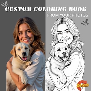Custom Coloring Book, Personalised Photo To Coloring Page, Digital File, Printable Coloring Book, Gift For Kids, Wedding Coloring book