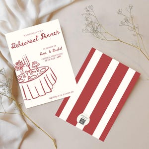 Rehearsal Dinner Digital Invitation Template | Aesthetic, Hand drawn, trendy editable canva invitation, Front AND Back