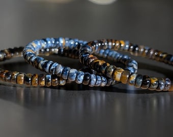 Pulsera Rondelle de Pietersita, Joyería de Piedra de Tormenta Chatoyant para la Fuerza Interior