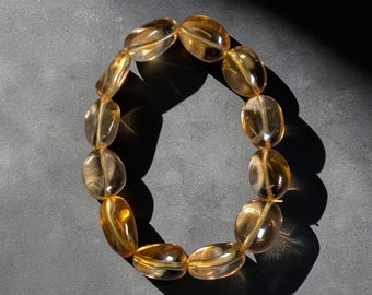 Armband med naturlig brasiliansk citrinsten, ouppvärmt pärlarmband, november födelsesten