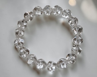 Pulsera de cuarzo facetado transparente, piedra preciosa transparente con cristal curativo