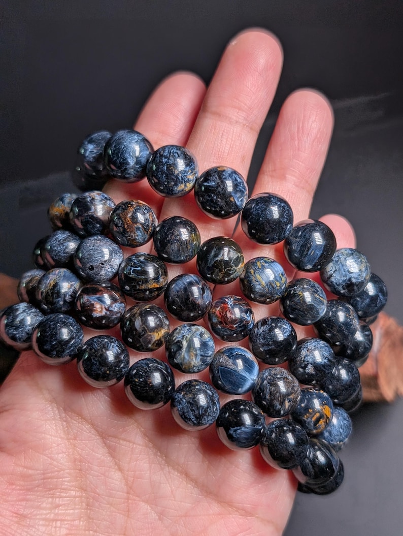 Pulsera de pietersita azul, pulsera de piedra natural con propiedades curativas. imagen 7