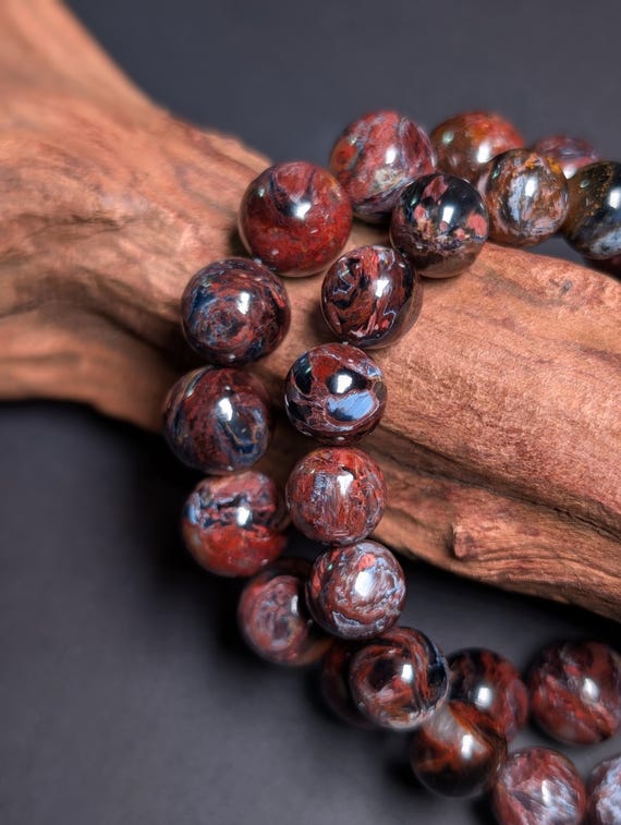 Red Pietersite Gemstone Bracelet, Natural Stone Healing Bracelet
