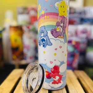20 oz Care Bear on rainbow and clouds